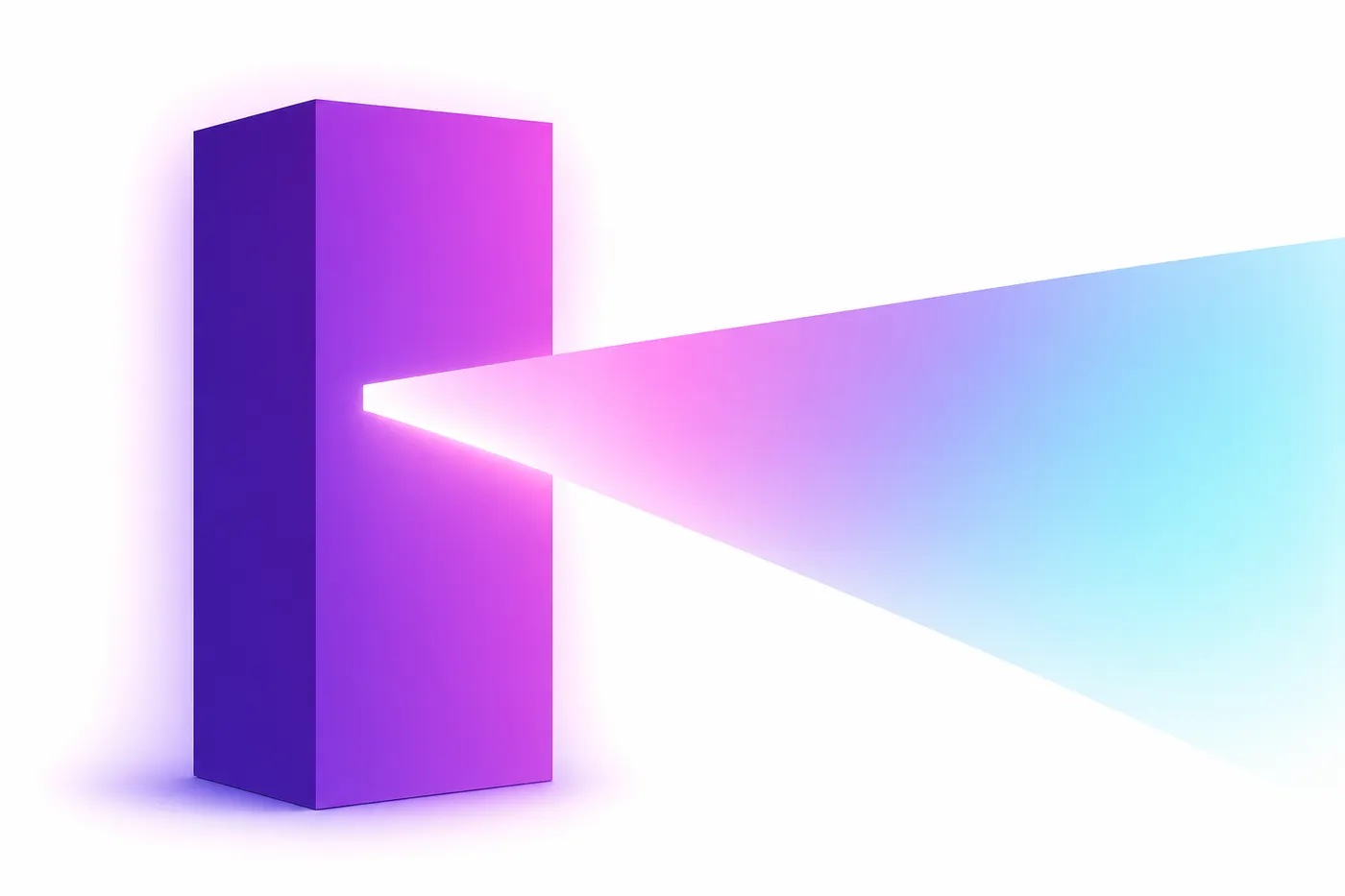 A tall cabinet form emitting a single wedge of light from a slot in its face
